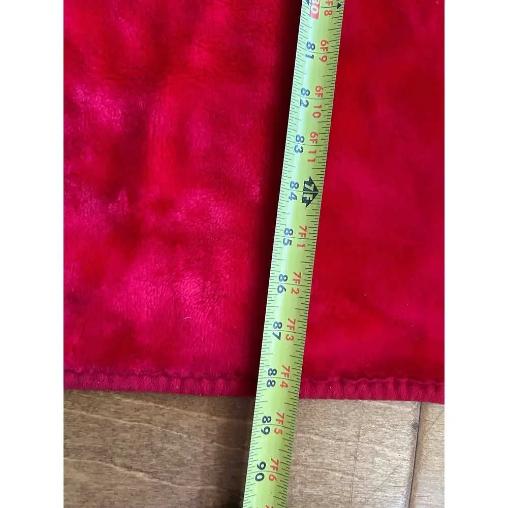 Vintage Wonu Korean mink reversible blanket vibrant red rose floral 73x88”